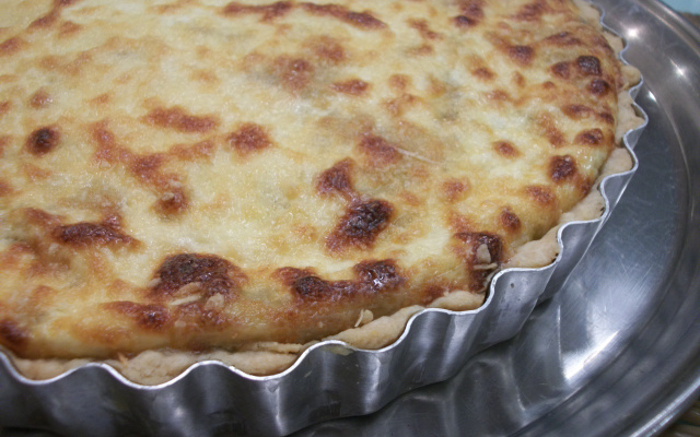 Torta de palmito com cobertura cremosa