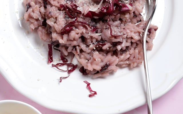 Risoto de carne seca com arroz vermelho