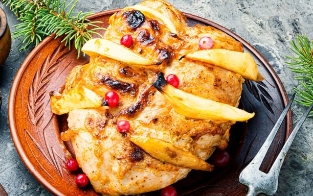 Chester com Molho de Manga e Leite de Coco