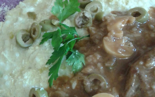 Risoto de alho poró com queijo brie