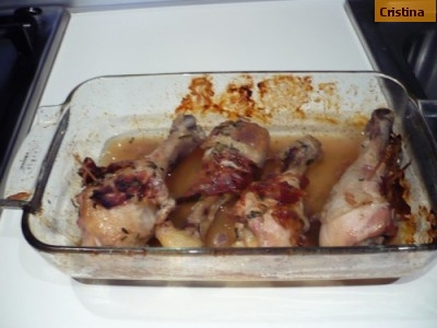 Coxa de frango assada na cerveja