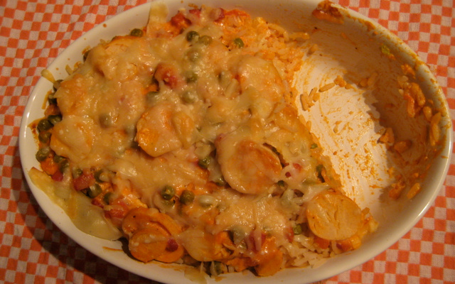 Arroz de forno com bacon e palmito