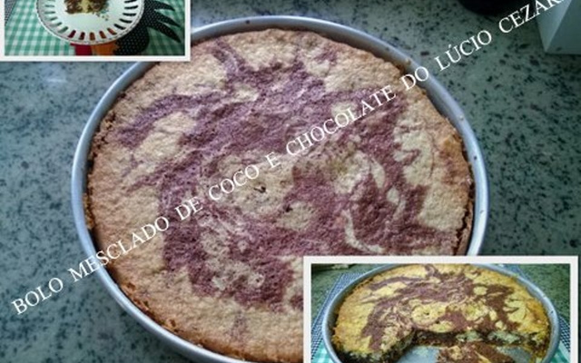 Bolo mesclado de coco e chocolate do Lúcio Cezar