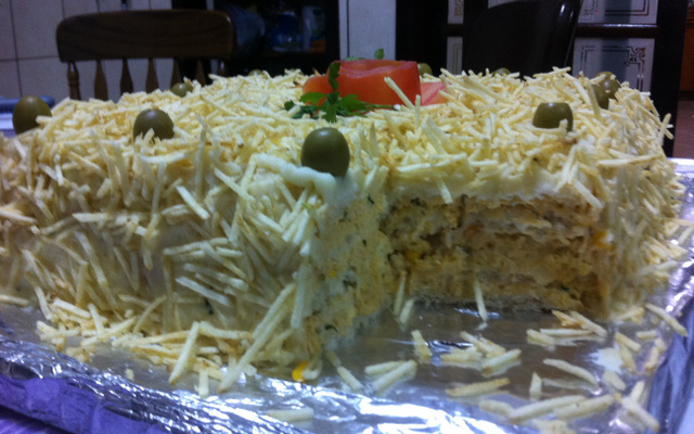 Bolo salgado de pão de forma