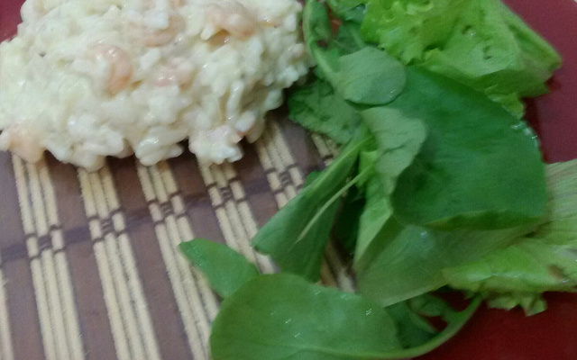 Risoto de camarão com requeijão