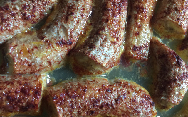 Bananas assadas com calda de laranja (sem açúcar)