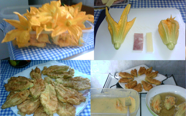 Flor de abóbora empanada