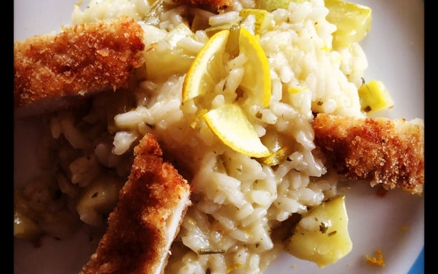 Risoto de abobrinha e limão siciliano