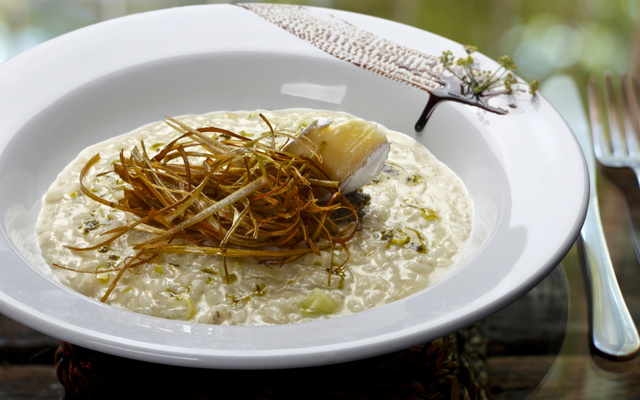 Risoto de queijo brie e pêra