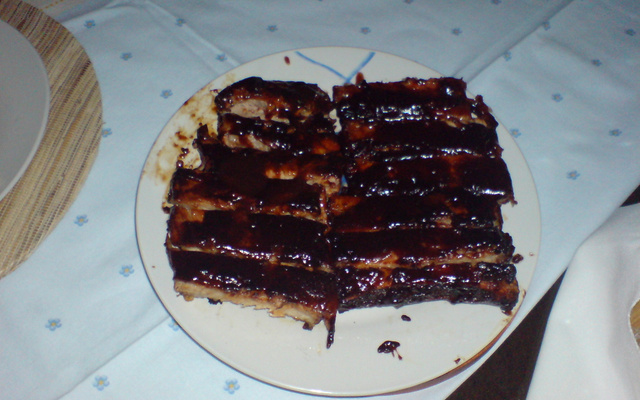 Costela de porco com molho Barbecue