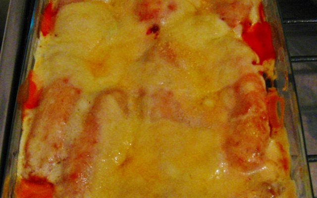 Filé de surubim com banana empanado e gratinado