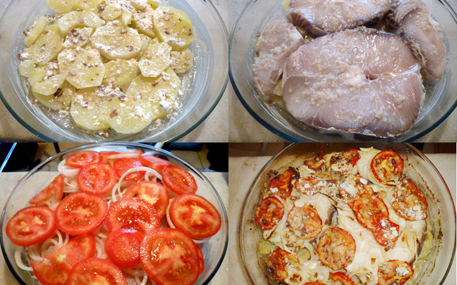 Cação com batatas ao forno