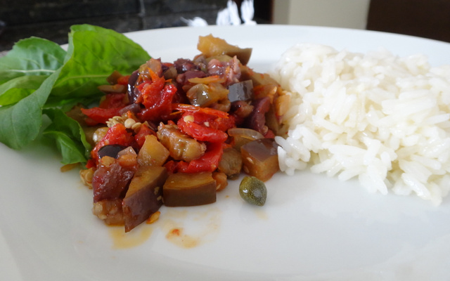 Refogado de berinjela e tomate seco