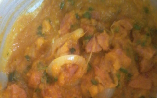 Purê de abóbora cabotia com calabresa