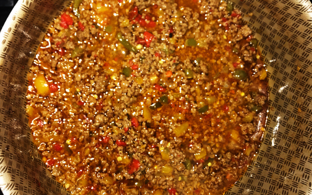 Carne moída colorida