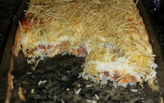 Arroz de forno com linguiça