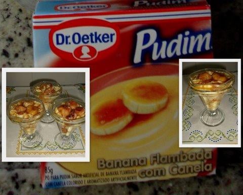 Pudim de banana com canela em taças