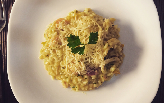 Risoto de camarão e lula