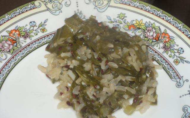 Arroz integral com couve