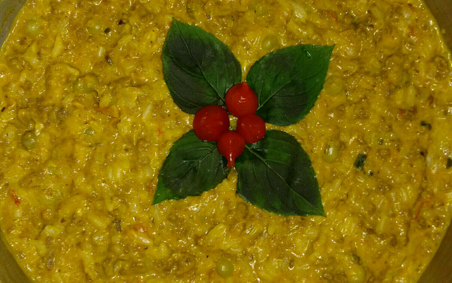 Risoto de carne moída e provolone