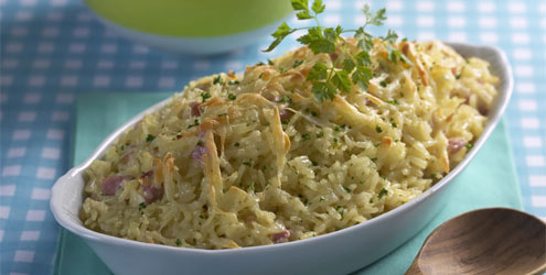 Arroz com presunto e parmesão