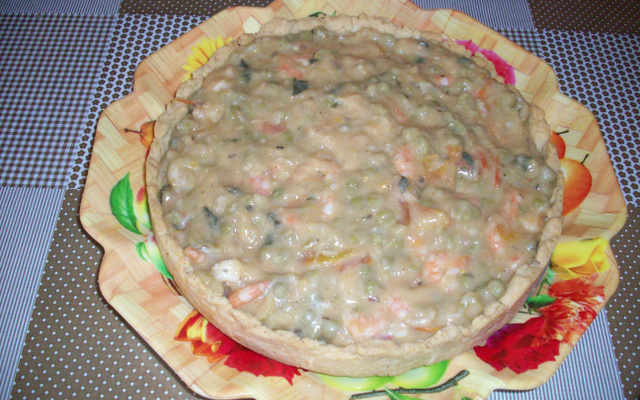 Quiche de camarão e palmito