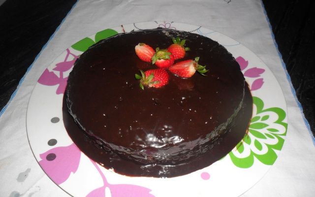 Torta de chocolate e morango