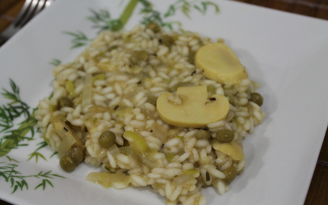 Risoto de ervilhas e champignons