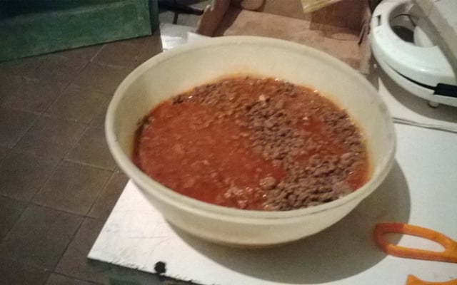 Polenta com carne moida