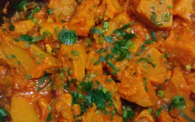 Abóbora refogada com bacon