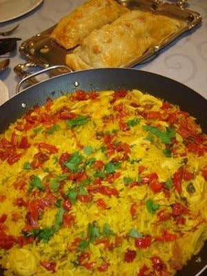 Arroz com açafrão, tomate seco e mussarela