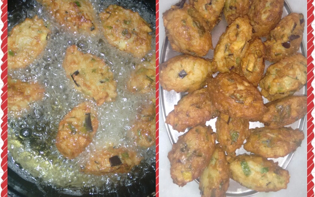 Bolinho de arroz e berinjela da Andrea