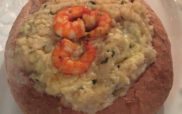 Risoto de Camarão e Gorgonzola no Pão Italiano - Risoto do Feu