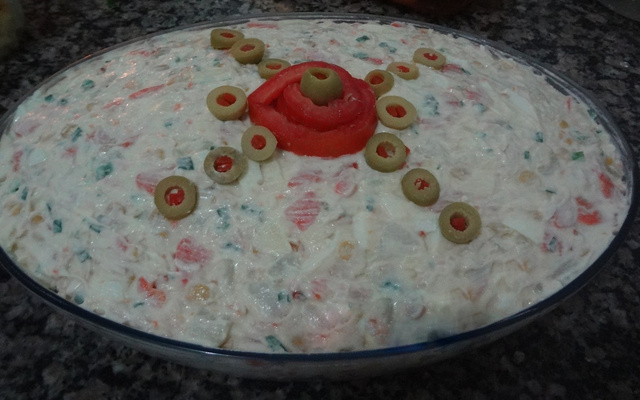 Salada de maionese com peito de frango