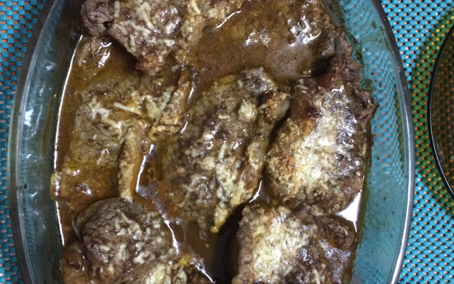 Contra filé ao suco de laranja