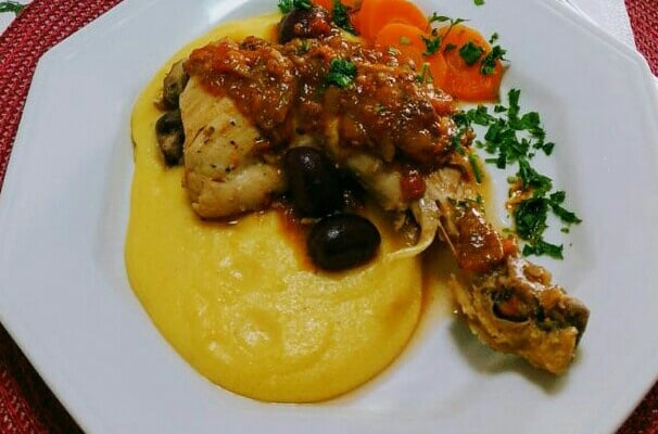 Frango com polenta