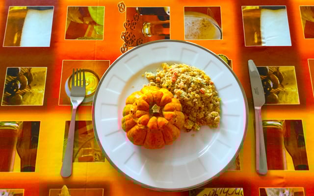 Abóbora recheada de Halloween