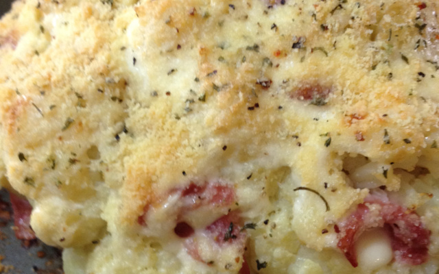 Couve-flor recheada com presunto e queijo