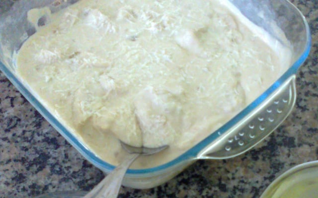 Frango ao creme de cebola no microondas