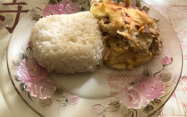 Creme de milho com peito de frango desfiado do Lúcio Cezar