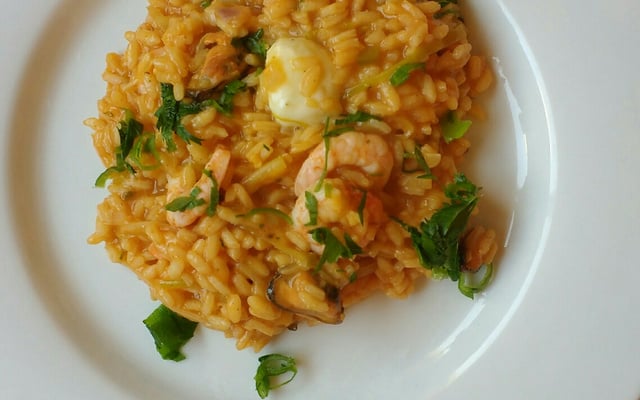 Risoto de camarão sem frescura