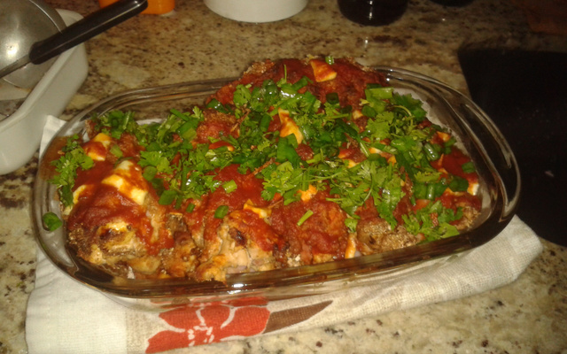 Filé de frango a parmegiana recheado