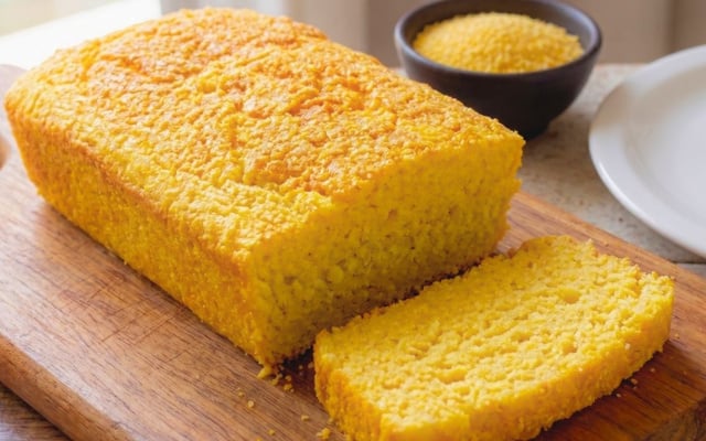 Pão de cuscuz fofinho, nutritivo e sem glúten com fatia cortada