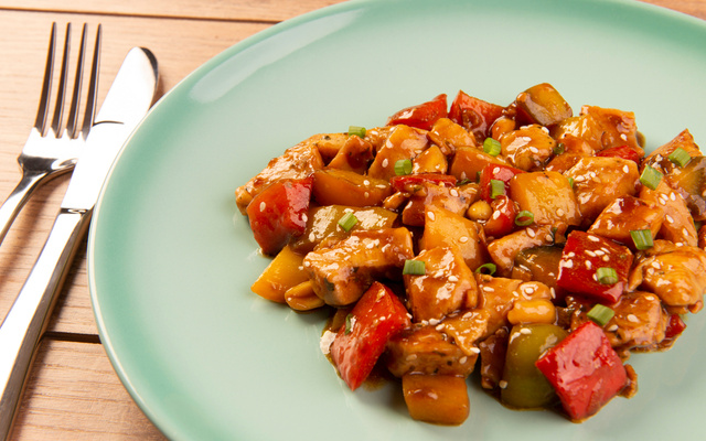 Frango xadrez no microondas