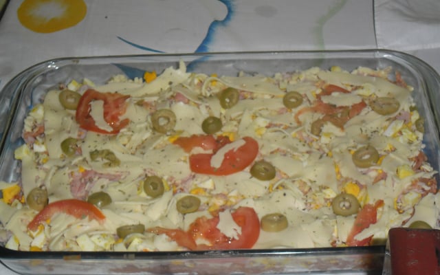 Pizza de pão de forma cremosa