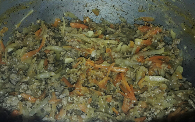 Carne moída com cenoura e batata raladas