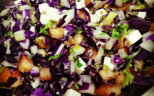 Repolho roxo aos 2 queijos