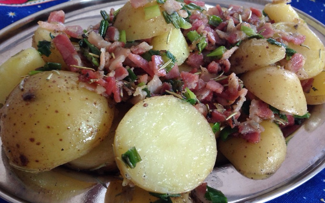 Batatas salteadas com pancetta