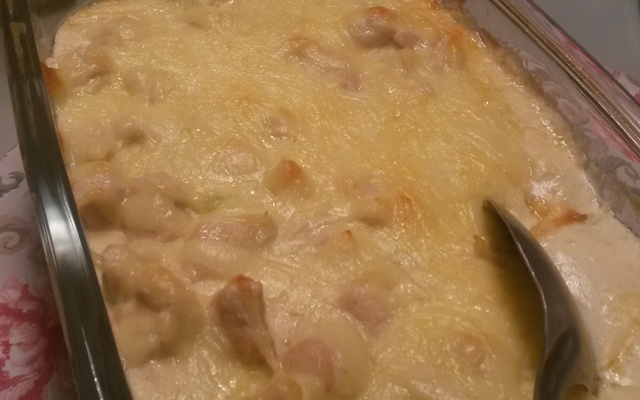 Frango cremoso com alho poró