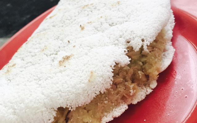 Tapioca de batata-doce com atum